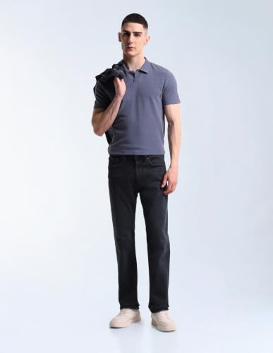 Flying Machine Men Indigo Solid Slim Fit Straight Leg Men's Jeans