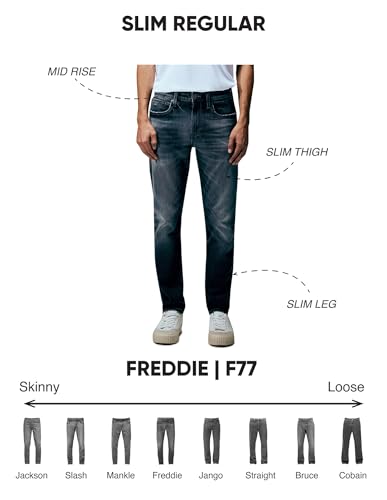 Flying Machine Men's Mid Rise Freddie Slim Straight Fit Jeans