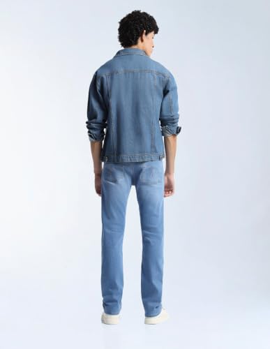Flying Machine Blue Cotton Blend Straight Fit Men's Jeans