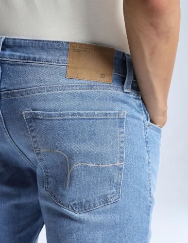Flying Machine Blue Cotton Blend Straight Fit Men's Jeans