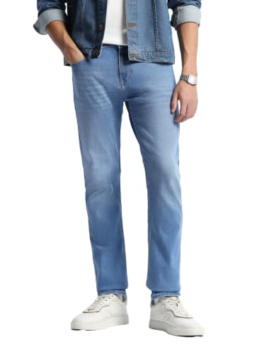 Flying Machine Blue Cotton Blend Straight Fit Men's Jeans