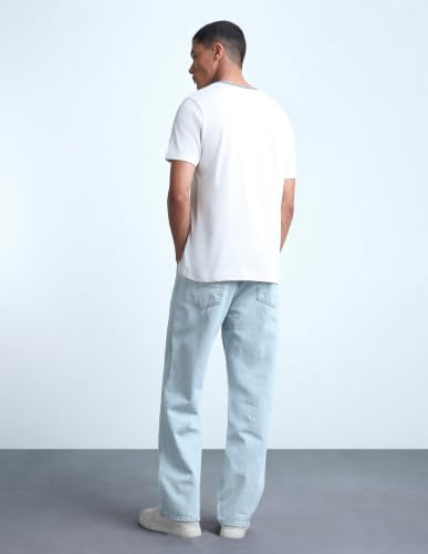 Flying Machine Men's Cobain Loose Fit Mid Rise Jeans