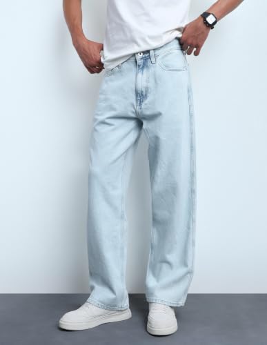 Flying Machine Men's Cobain Loose Fit Mid Rise Jeans