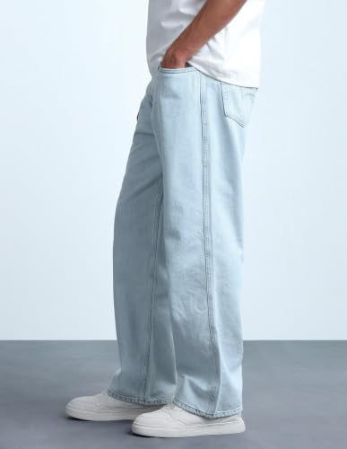Flying Machine Men's Cobain Loose Fit Mid Rise Jeans