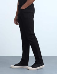 Flying Machine Jet Black Solid Cotton Blend Straight Fit Men's Jeans