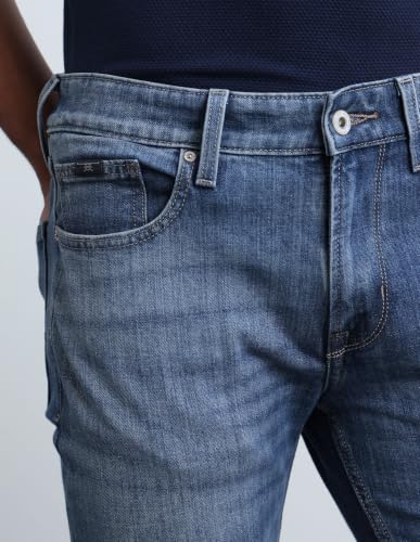 Flying Machine Medium Blue Solid Slim Fit Men's Jeans