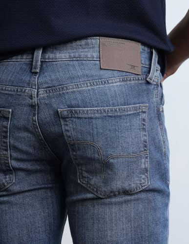 Flying Machine Medium Blue Solid Slim Fit Men's Jeans