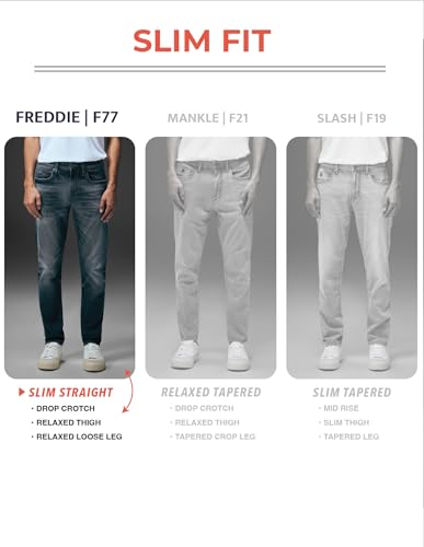 Flying Machine Medium Blue Solid Slim Fit Men's Jeans