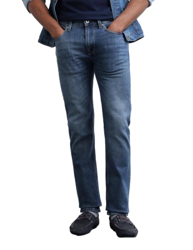 Flying Machine Medium Blue Solid Slim Fit Men's Jeans