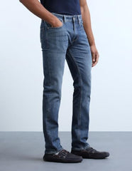 Flying Machine Medium Blue Solid Slim Fit Men's Jeans