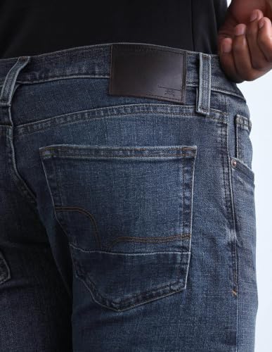 Flying Machine Dark Blue Solid Straight Fit Men's Jeans