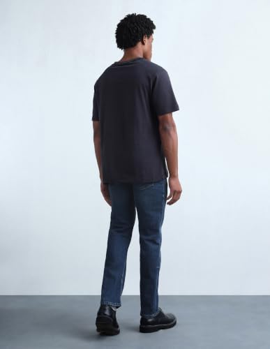 Flying Machine Dark Blue Solid Straight Fit Men's Jeans