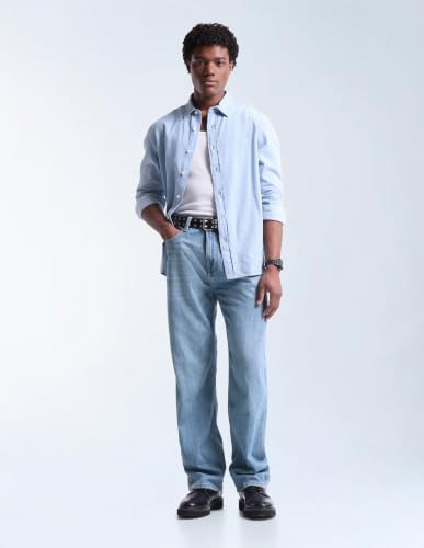 Flying Machine Light Blue Cotton Loose Fit Men's Jeans