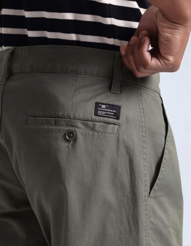 Flying Machine Army Green Solid Twill Relaxed Fit Men's Cargos