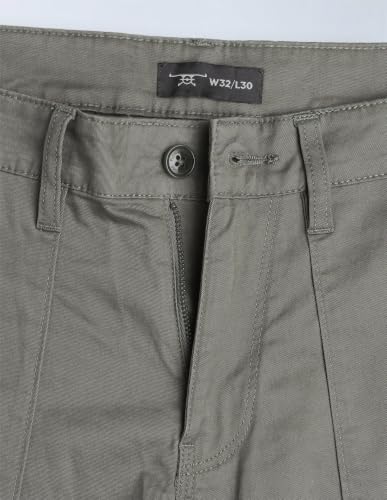 Flying Machine Army Green Solid Twill Relaxed Fit Men's Cargos