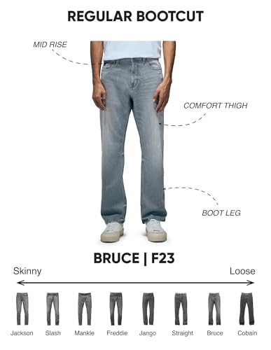 Flying Machine Men's Mid Rise Bruce Bootcut Fit Jeans