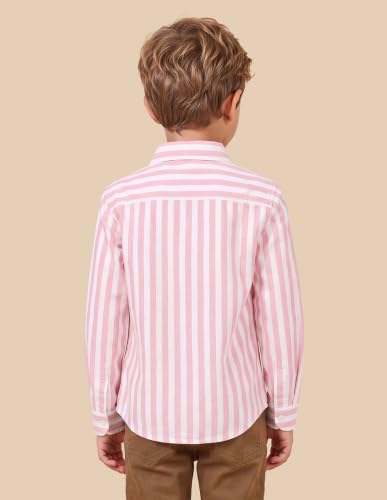 U.S. Polo Assn. Kids Pink Cotton Striped Long Sleeve Boy's Shirt
