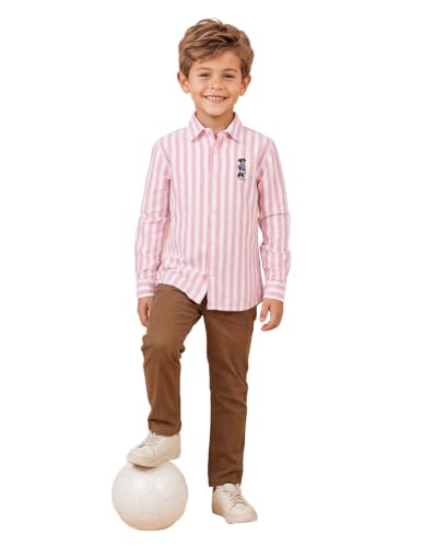 U.S. Polo Assn. Kids Pink Cotton Striped Long Sleeve Boy's Shirt
