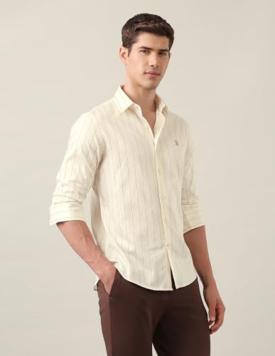 U.S.Polo Association Men's Vertical Striped Satin Shirt
