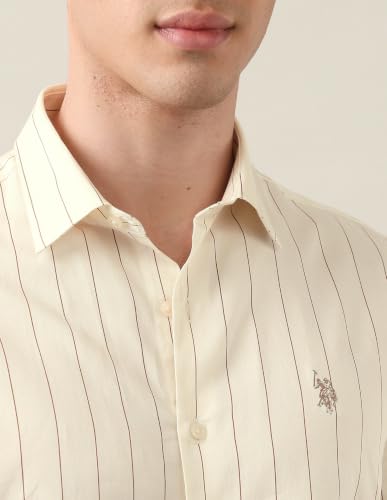 U.S.Polo Association Men's Vertical Striped Satin Shirt