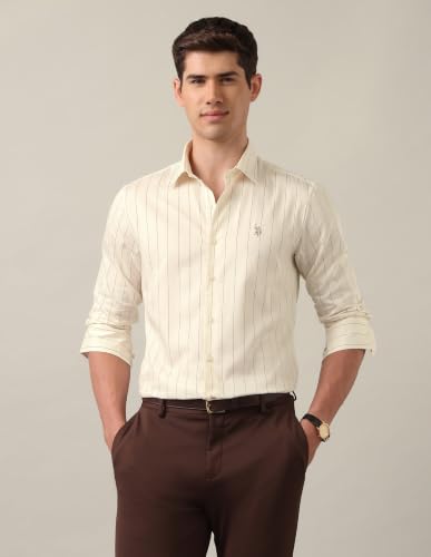 U.S.Polo Association Men's Vertical Striped Satin Shirt