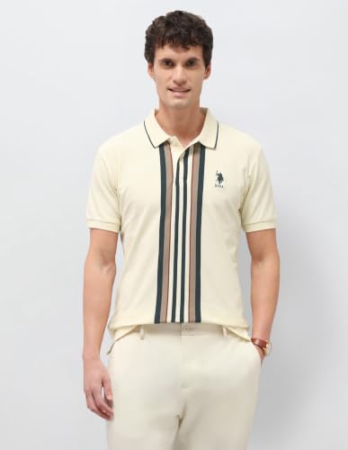 U.S.Polo Association Men's Vertical Striped Slim Fit Polo Shirt