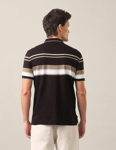 U.S. POLO ASSN. Dark Brown Striped Slim Fit Men's Polo Shirt