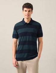 U.S. POLO ASSN. Teal Green Striped Slim Fit Men's Polo Shirt