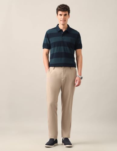 U.S. POLO ASSN. Teal Green Striped Slim Fit Men's Polo Shirt