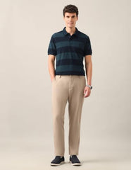 U.S. POLO ASSN. Teal Green Striped Slim Fit Men's Polo Shirt