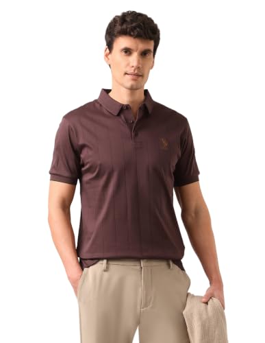 U.S. POLO ASSN. Dark Brown Vertical Striped Slim Fit Men's Polo Shirt