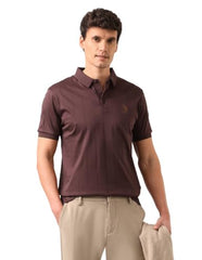 U.S. POLO ASSN. Dark Brown Vertical Striped Slim Fit Men's Polo Shirt