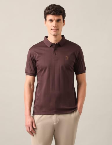 U.S. POLO ASSN. Dark Brown Vertical Striped Slim Fit Men's Polo Shirt