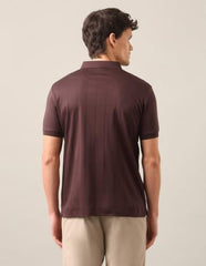 U.S. POLO ASSN. Dark Brown Vertical Striped Slim Fit Men's Polo Shirt