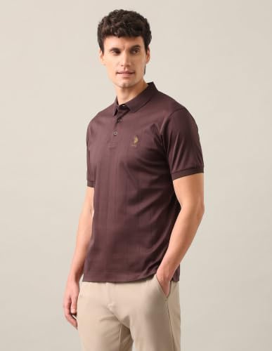 U.S. POLO ASSN. Dark Brown Vertical Striped Slim Fit Men's Polo Shirt