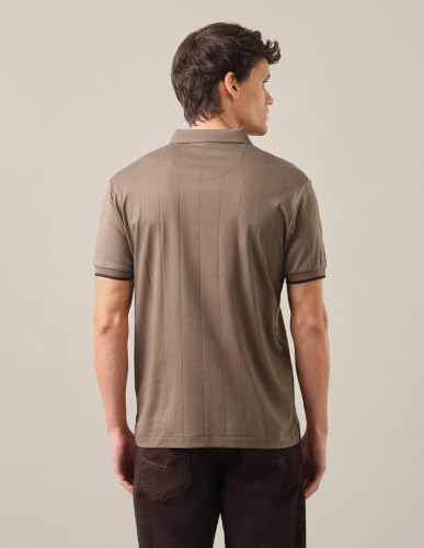 U.S. POLO ASSN. Light Brown Striped Slim Fit Men's Polo Shirt