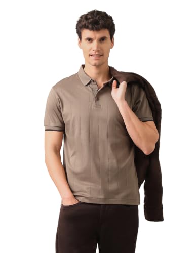 U.S. POLO ASSN. Light Brown Striped Slim Fit Men's Polo Shirt