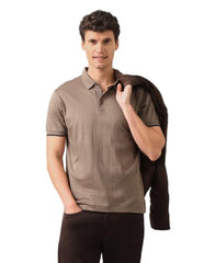 U.S. POLO ASSN. Light Brown Striped Slim Fit Men's Polo Shirt