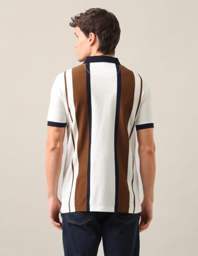 U.S. POLO ASSN. Brown Vertical Striped Slim Fit Men's Polo Shirt