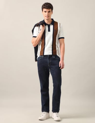 U.S. POLO ASSN. Brown Vertical Striped Slim Fit Men's Polo Shirt
