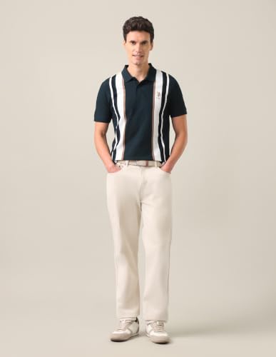 U.S. Polo Assn. Dark Green Striped Cotton Slim Fit Men's Polo Shirt