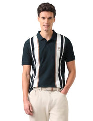 U.S. Polo Assn. Dark Green Striped Cotton Slim Fit Men's Polo Shirt