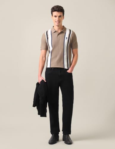 U.S. Polo Assn. Light Brown Striped Slim Fit Men's Polo Shirt