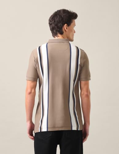 U.S. Polo Assn. Light Brown Striped Slim Fit Men's Polo Shirt