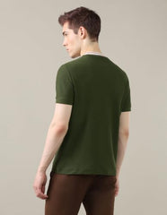 U.S. POLO ASSN. Olive Green Solid Cotton Blend Crew Neck Men's T-Shirt