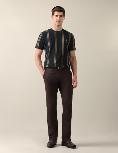 U.S. POLO ASSN. Dark Green Striped Crew Neck Men's T-Shirt