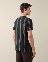 U.S. POLO ASSN. Dark Green Striped Crew Neck Men's T-Shirt