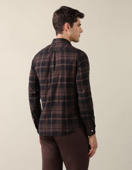 U.S. POLO ASSN. Brown Plaid Cotton Tailored Fit Men's Shirt