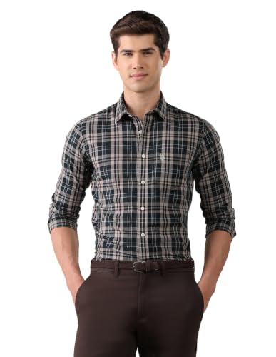 U.S. POLO ASSN. Dark Teal Plaid Tailored Fit Men's Shirt