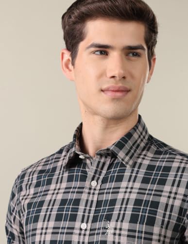 U.S. POLO ASSN. Dark Teal Plaid Tailored Fit Men's Shirt